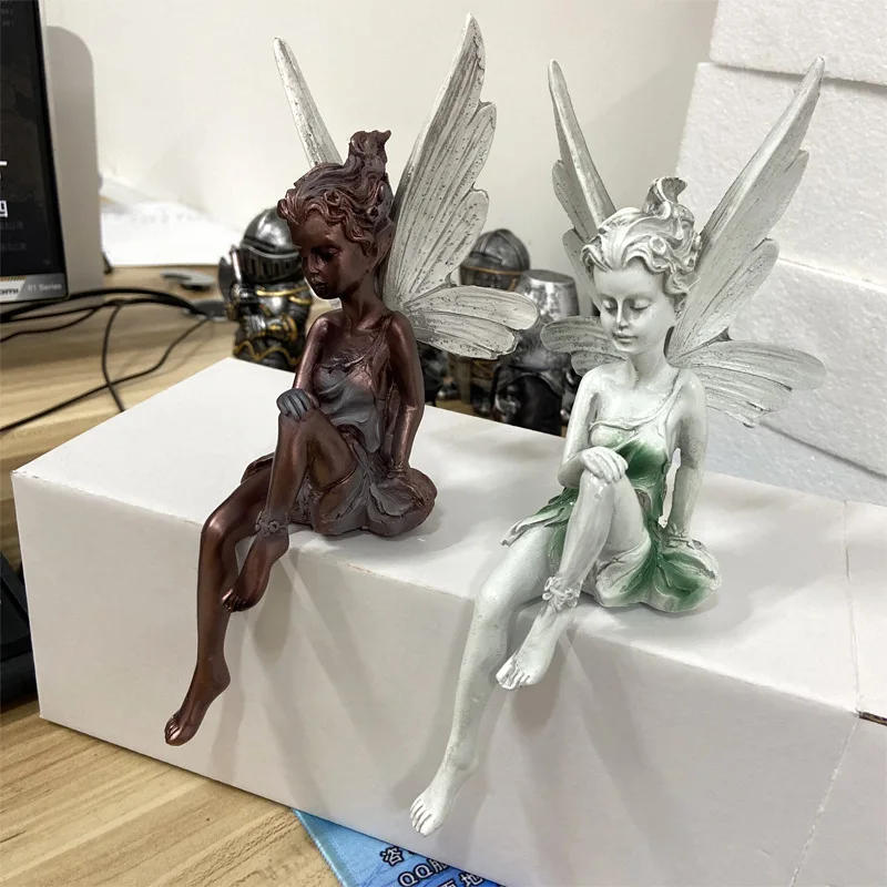 Description Picture 5 of itemPlaying The Flute  Fairy Statue Resin Sitting Angel Elf Garden Decorative Ornament Outdoor Lawn Courtyard Sculpture Crafts