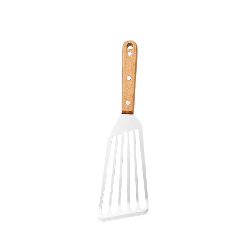 Description Picture 4 of itemStainless Steel Slotted Turner & Fish Spatula With Wooden Handle - Kitchen Tools Cooking spatula Leakage steak shovel