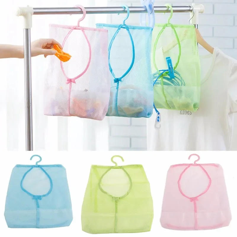 Description Picture 2 of itemKitchen Bathroom Hanging Storage Clothespin Mesh Bag  Hook Organizer Whosale&DropShip  Baskets   라탄백