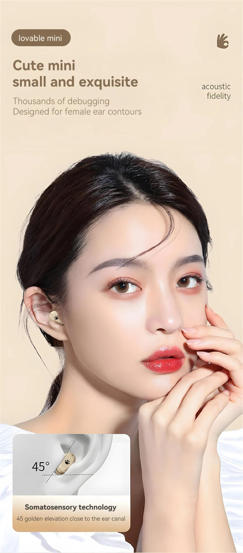 Description Picture 5 of item2025 New Mini Wireless Earbuds Cute In-ear Bluetooth 5.3 Headset Sports HIFI Stereo Touch Music Game Headphone For Xiaomi iPhone