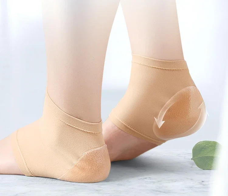 Description Picture 3 of itemGel Silicone Heel Protector Sleeve Heel Pads Heel Cups Plantar Fasciitis Support Feet Care Skin Repair Cushion Half-yard Socks