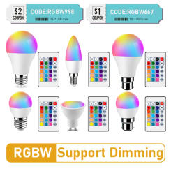 LED RGB Lamp Spotlight Bulb E27 E14 GU10 B22 AC120 AC220V Bombillas LED 6W 10W IR Remote Control Led Smart RGBW Lamp Home Decor