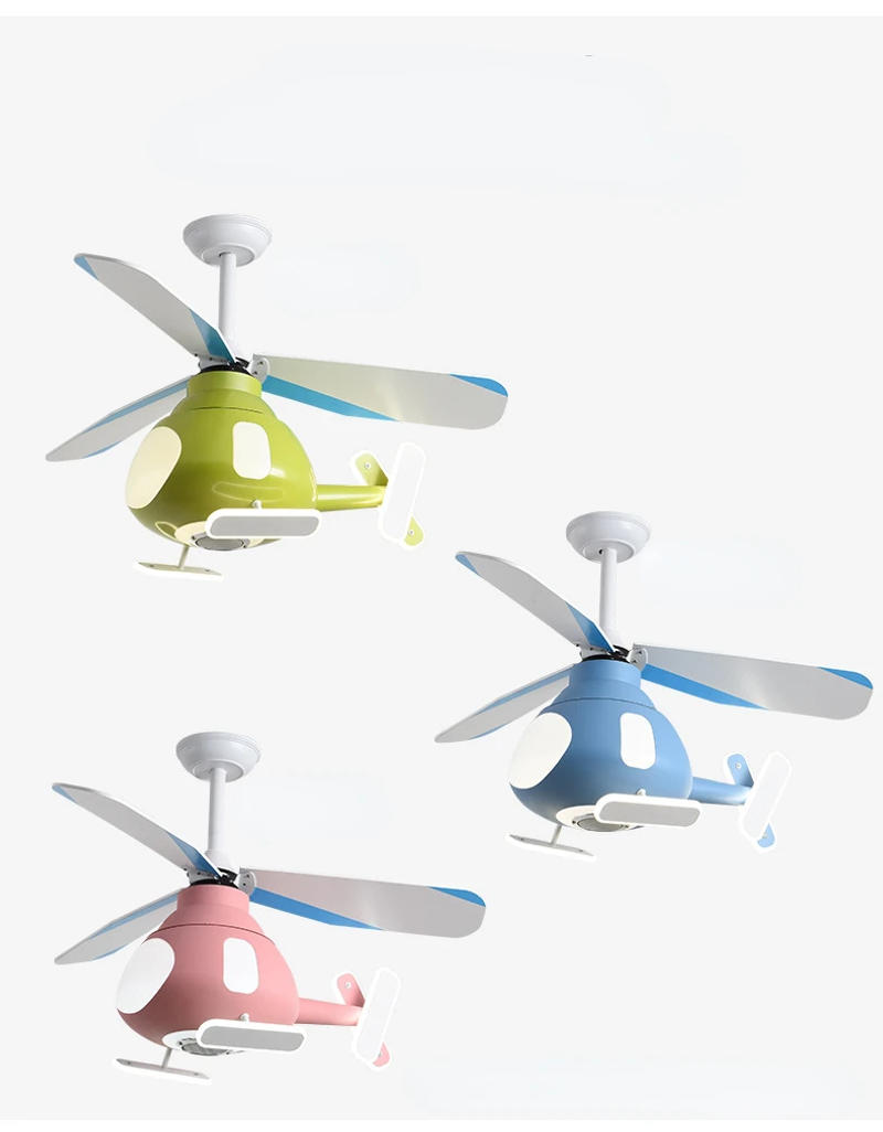 Description Picture 4 of itemHelicopter Lamp Chandelier Children's Bedroom Blue Pink Ceiling Fan Aircraft Light Study Girls Boys Kids' Room Люстра Потолочная