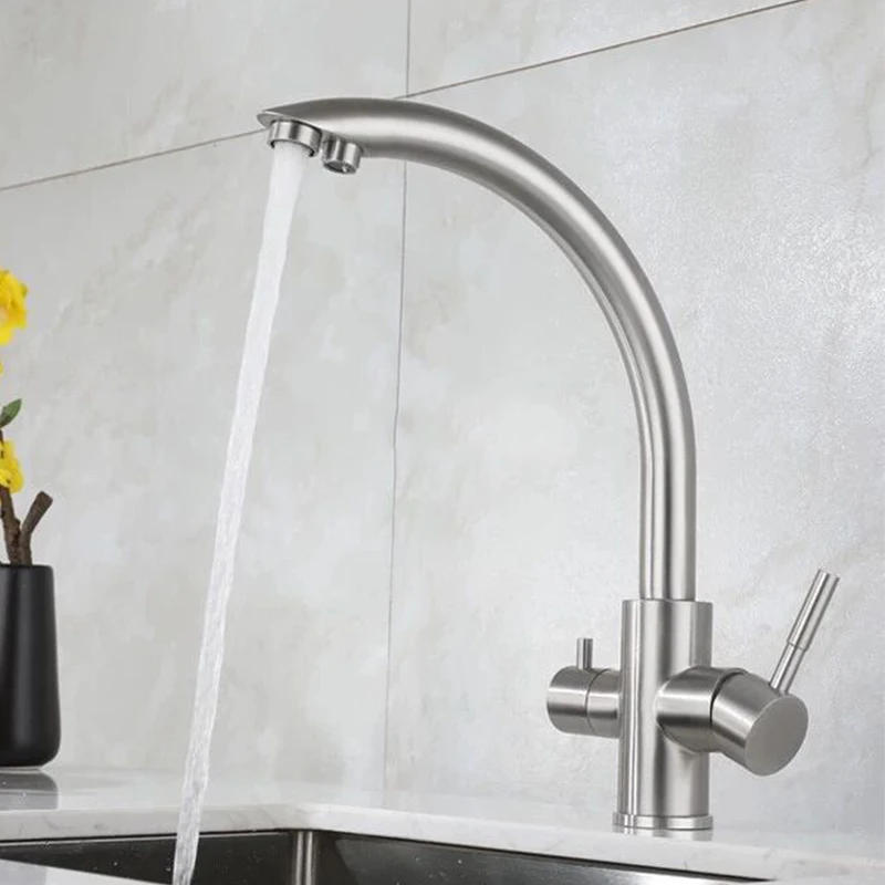 Description Picture 5 of itemDeck Mounted White 3 way Purification Kitchen Faucet Dual Water Outlet Filter Mixer Tap for Kitchen Dual Handle