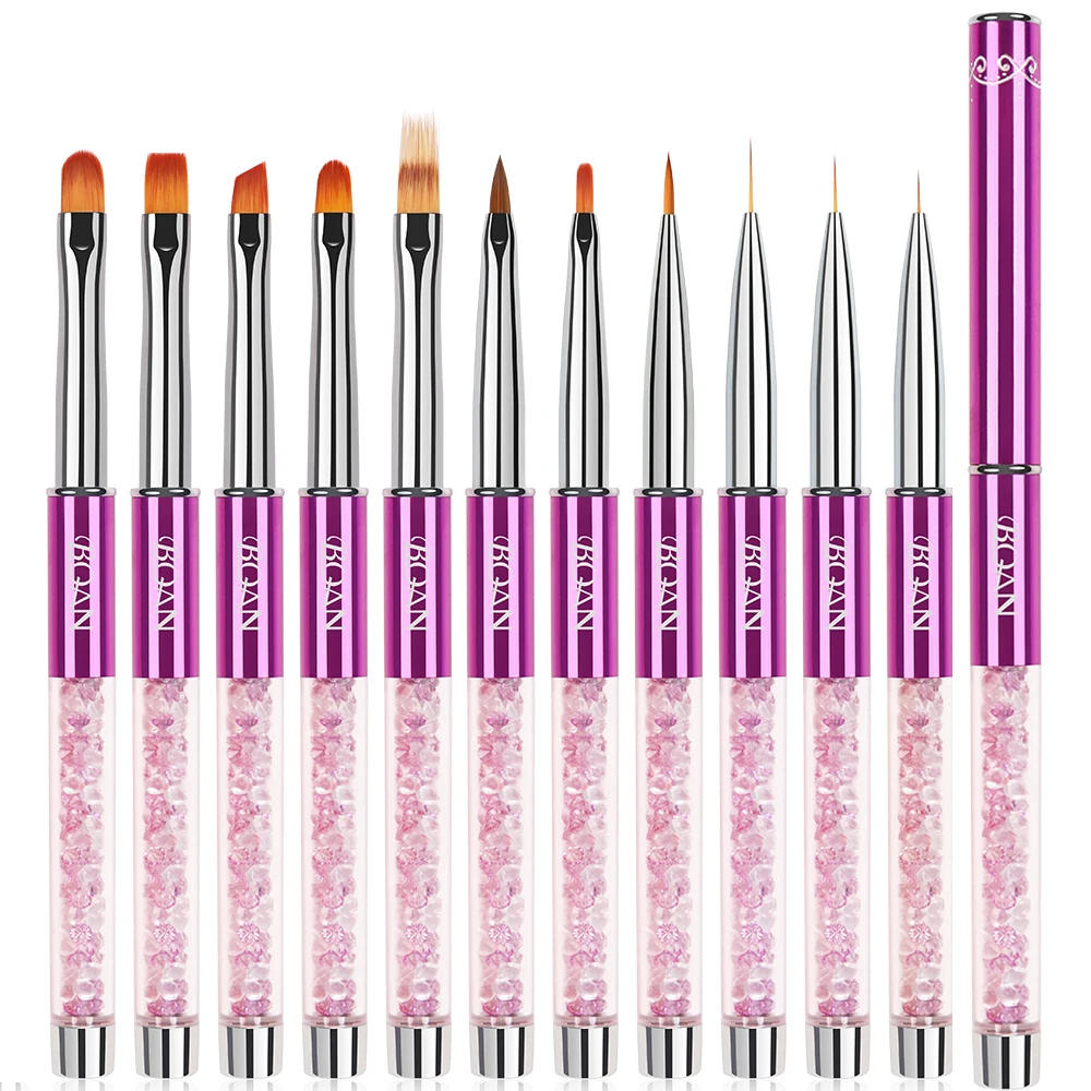 Description Picture 2 of item10Style Purple Nail Brush Set  Nail Art Line Painting Brushes Crystal Acrylic Thin Liner Drawing Pen Manicure Tools UV Gel