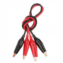 2Pcs 50cm Double Red and Black Clips Crocodile Cable Alligator Jumper Wire Test Leads
