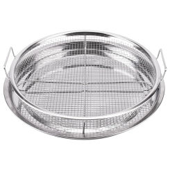 2 Pcs Round Stainless Steel Air Fryer Basket for Oven, Crisper Tray and Basket 13 Inch, Oven Air Fry Pan Mesh Basket Set