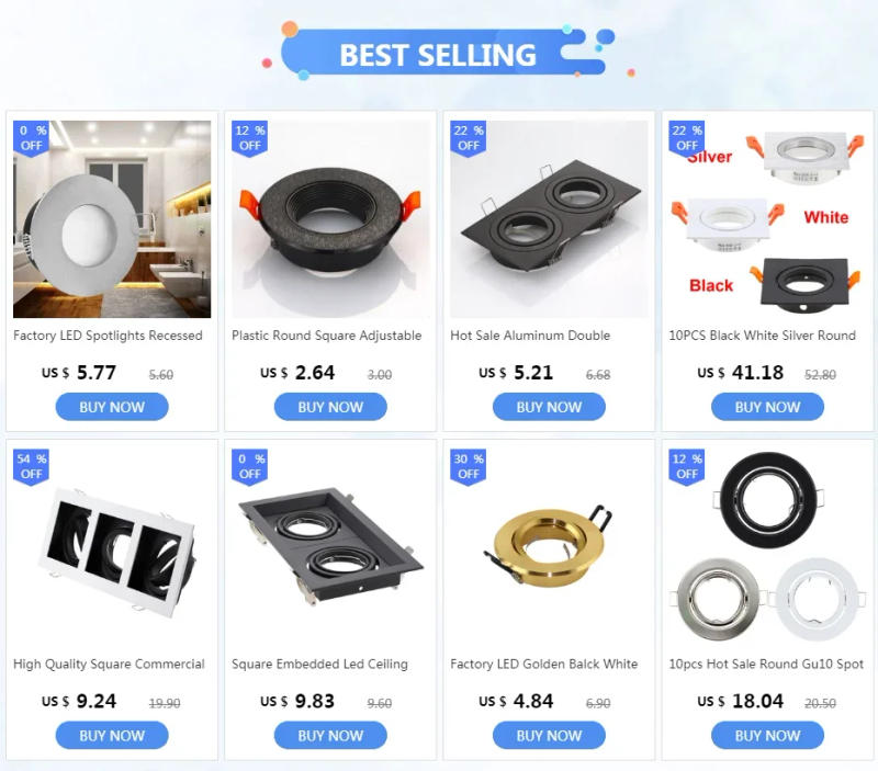 Description Picture 2 of item4 PCS Black White Round Recessed LED Ceiling Light Frame MR16 GU10 Bulb Fixture Downlight Holder GU10 Spot Light Fitting