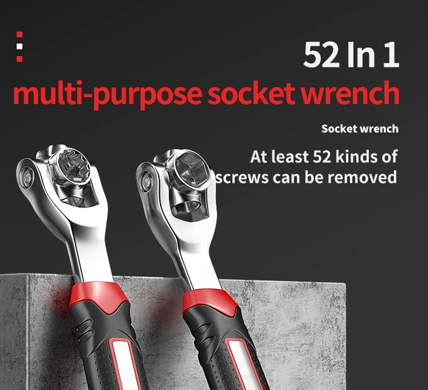 Description Picture 2 of item52 in 1 Tools Socket Works Universal Ratchet Spline Bolts Sleeve Rotation Hand Tools 360 Degree Multipurpose Tiger Wrench