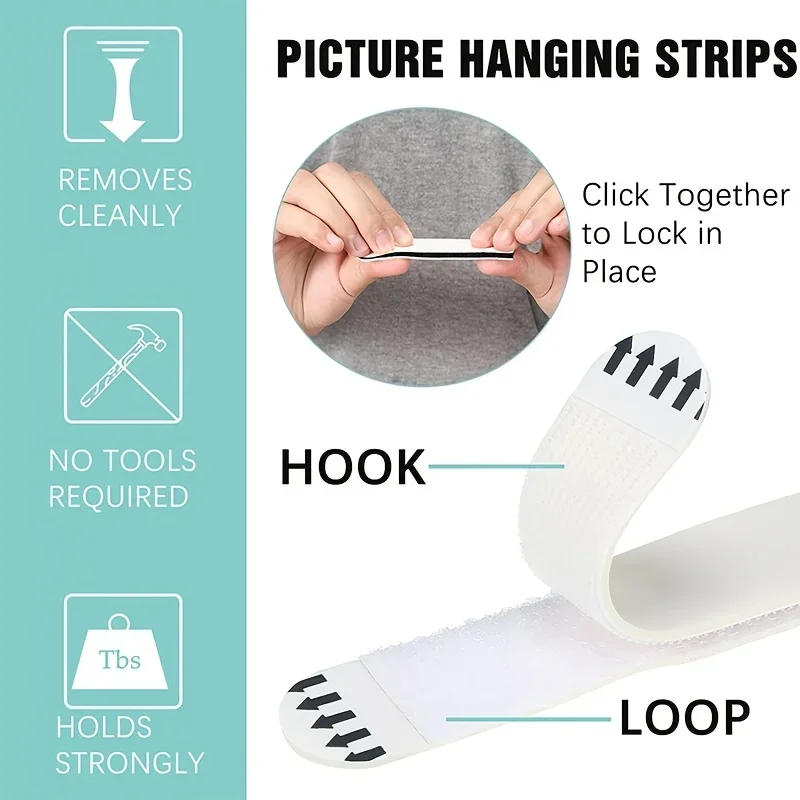 Description Picture 3 of item12 Pairs Double-sided Adhesive Strip Non-destructive Hanging Wall Adhesive Strip Wall Hooks Tool-Free Removable Adhesive Strip