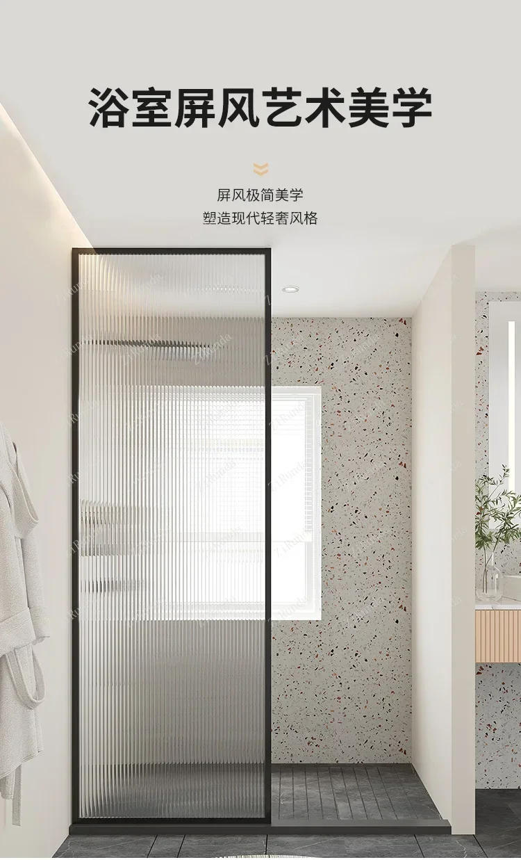 Description Picture 2 of itemShower Room Glass Partition Bathroom Glass Toilet Dry Wet Separation Sliding Door Bathroom Bath Screen