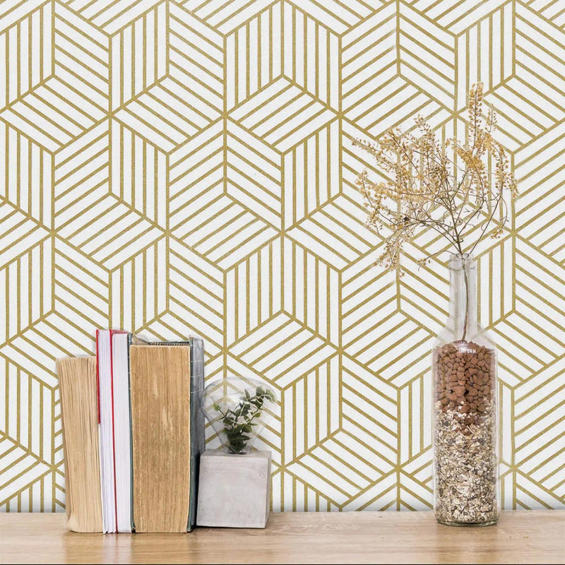 Description Picture 4 of itemGeometric Hexagon Wallpaper Peel And Stick Wallpapers Removable Self Adhesive Wallpaper Vinyl Paper For Bedroom Home Decoration