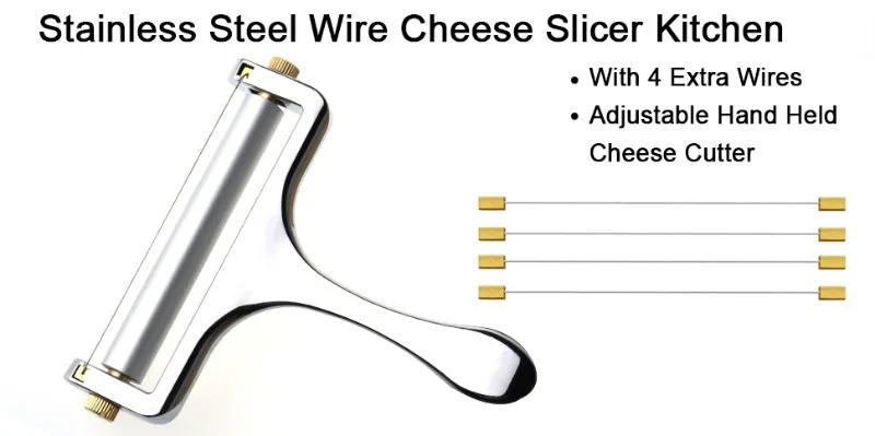 Description Picture 3 of itemCheese Slicer Adjustable Thickness Stainless Steel Wire Cheese Tools for Cheddar Gruyere Raclette Mozzarella Cheese Block