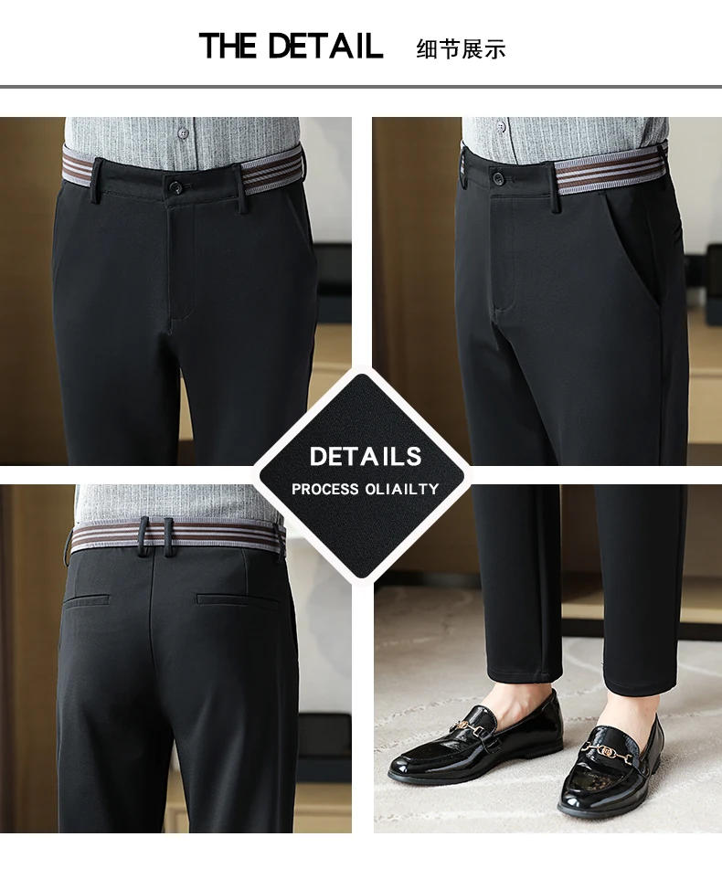 Description Picture 3 of itemMen's Summer Ice Silk Breathable Suit Pants Fashionable Casual High Elastic Slim Fit Pants Business Office High Sense Suit Pants