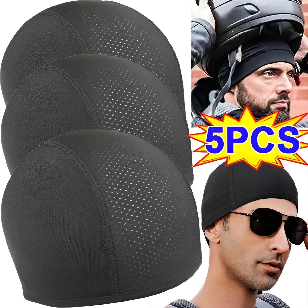 Description Picture 3 of itemMotorcycle Riding Helmet Lining Hat Cooling Breathable Sweat Wicking Cycling Running Cap Helmet Liner Under Helmets Sports Hat