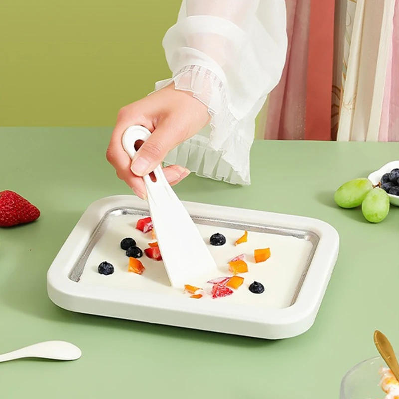 Description Picture 5 of itemUnplugged Ice Cream Maker Stainless Steel Manual Ice Machine Instant Cold Plate With Scrapers Tool For Making Rolled Ice Cream