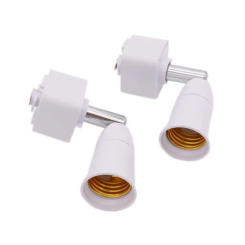 1pcs E27 Track Light Head 360 Rotation LED Light Spotlight Head Base 2 Wire Guide Rail to E27 Lmap Holder White Black