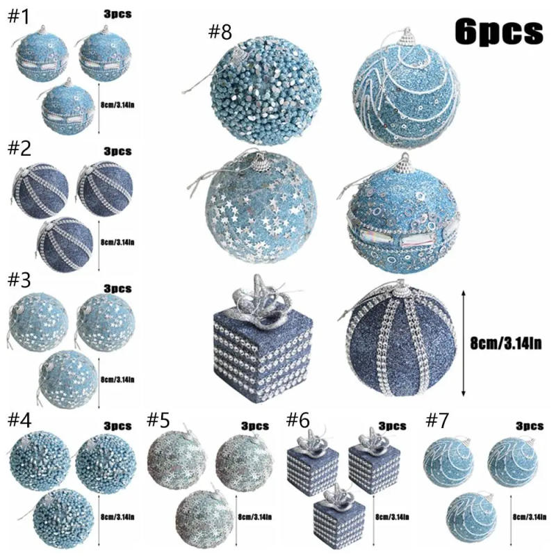Description Picture 3 of item8cm Christmas Foam Sequin Balls Pendant Blue Reusable Christmas Hanging Balls Shatterproof Elegant Christmas Tree Ornaments