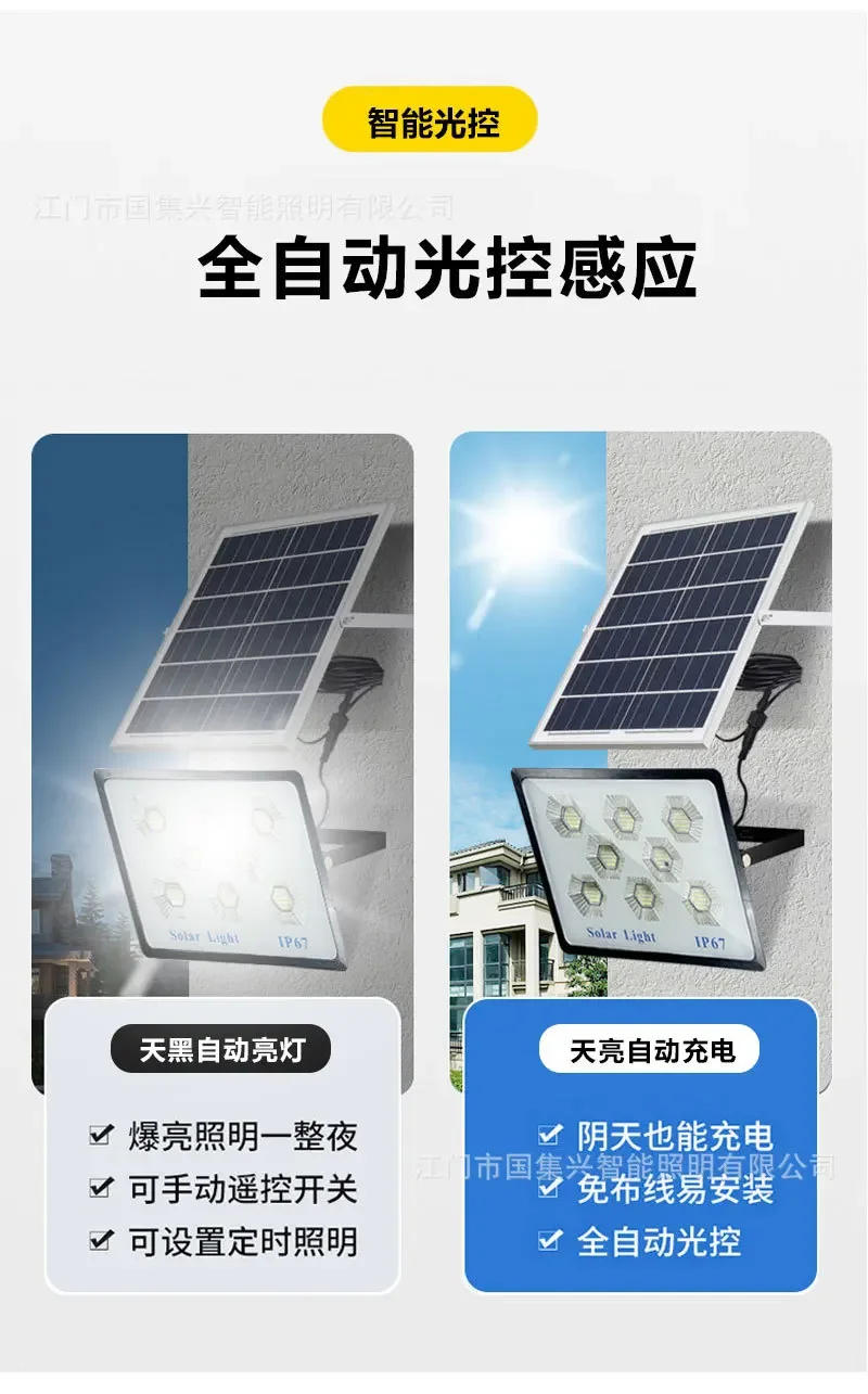 Description Picture 6 of itemSolar Outdoor Light Wall Lamp Courtyard Lighting Lamp Lighting Lamp  Bright High Power 100W200W Household Outdoor Flood Light