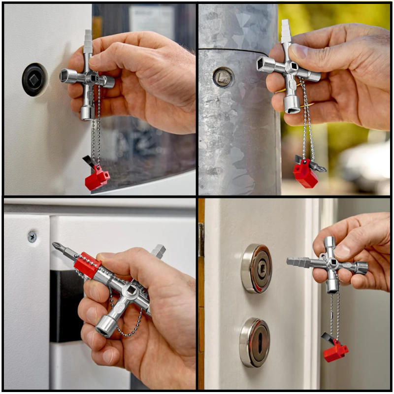 Description Picture 2 of item4in1 Silver Key Wrench Electrical Elevator Control Cabinet Valve Inner Triangle Quadrangle Screwdriver Tool Set