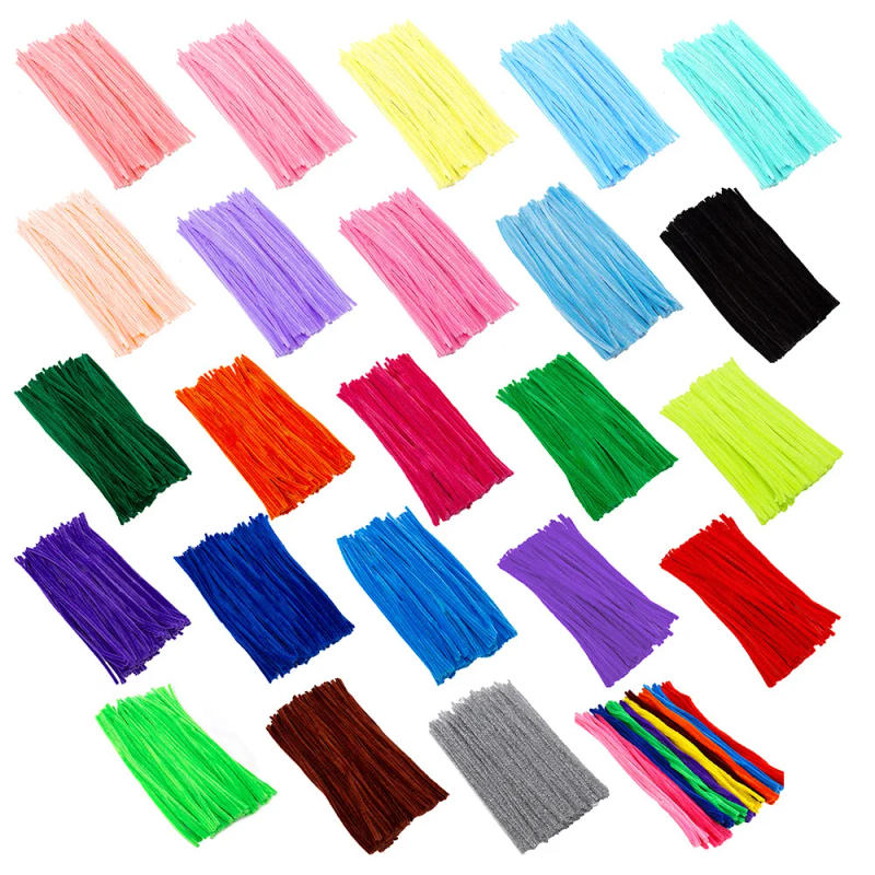 Description Picture 3 of item40/100pcs Glitter Chenille Stems Pipe Cleaners Plush Tinsel Stems Wired Sticks Kids Educational DIY Craft Supplies Toys Craft
