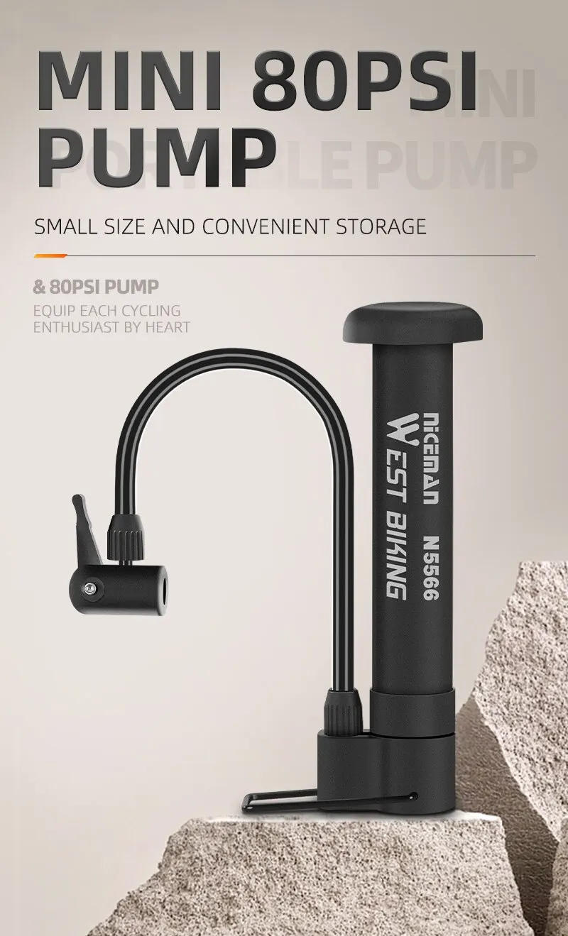 Description Picture 2 of itemWEST BIKING MTB Bicycle Pump 80 PSI Bike Manual Air Pump Balloon Tire Inflator Schrader Valve Floor Pump Cycling Accesories
