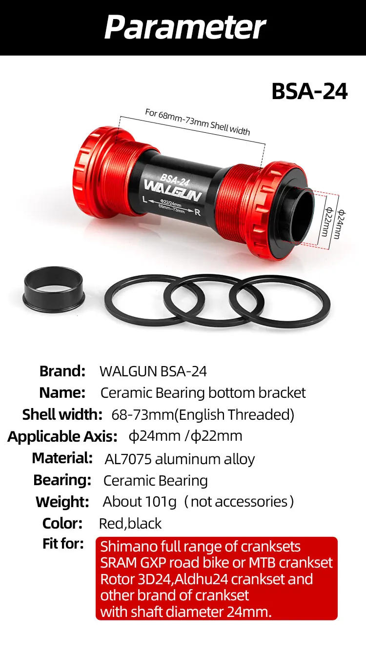 Description Picture 3 of itemBSA BSA24 BSA30 Bike Bottom Bracket Ceramic BB MTB Road 24mm 30mm DUB Movimento Central Hollowtech Ultegra XT GXP Bicycle Crank