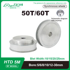 50Teeth 60Teeth HTD 5M Timing Pulley Bore 5-30mm BF Type 5M-50T 60T Synchronous Pulley  Belt Width 10/15/20/25mm Gear Pulley