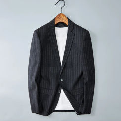 High Quality Stylish Handsome Spring Outfit 2024 New Trend Fine Men's Striped Suit Single Casual Casual Suit Youth Suit  M-4XL
