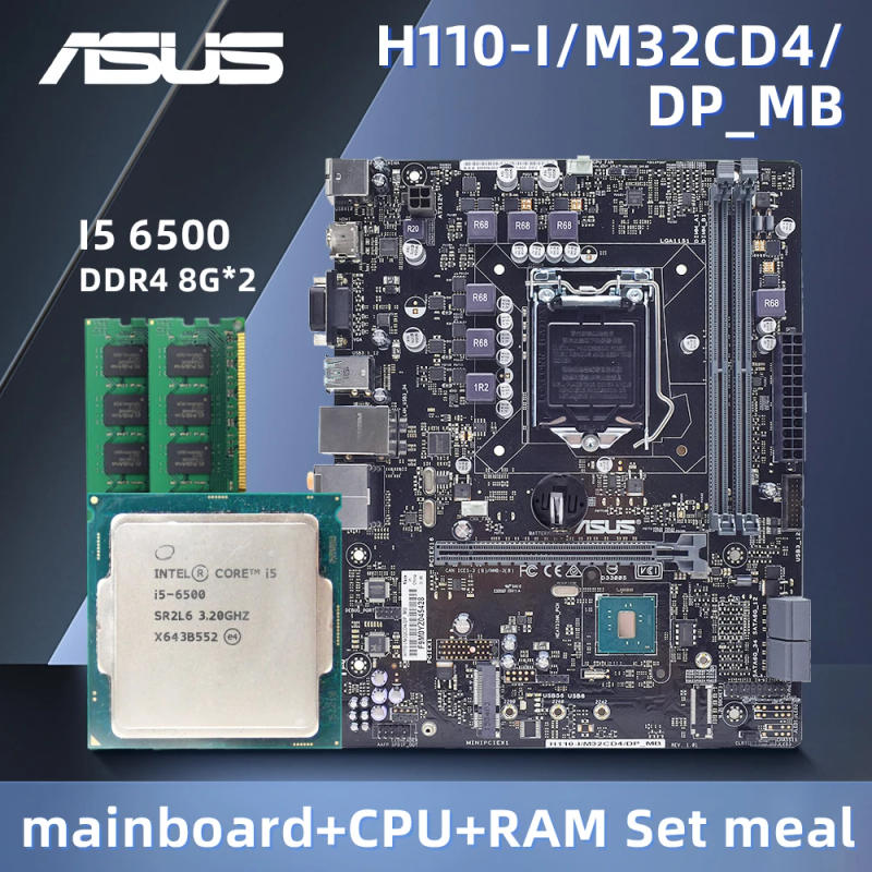 Description Picture 2 of itemASUS H110-I/M32CD4/DP_MB Motherboard with i5 6500 +DDR4 8G*2 LGA 1151 Socket equipped with Intel H110 ATX