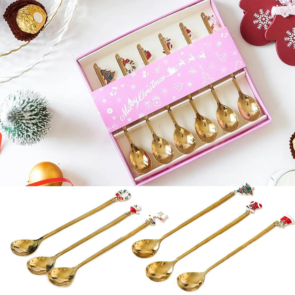 Description Picture 4 of item6PCS Coffee Spoon & Fork Sets Coffee Spoon Creative Dessert Tea Spoon Shovel Christmas Gift BoxStirring Spoon Christmas Gift