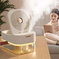 Spray Small Fan Air Conditioner Air Cooler With Night Light Desktop Portable Fan Humidification Spray 3 Speeds Water Mist Fans