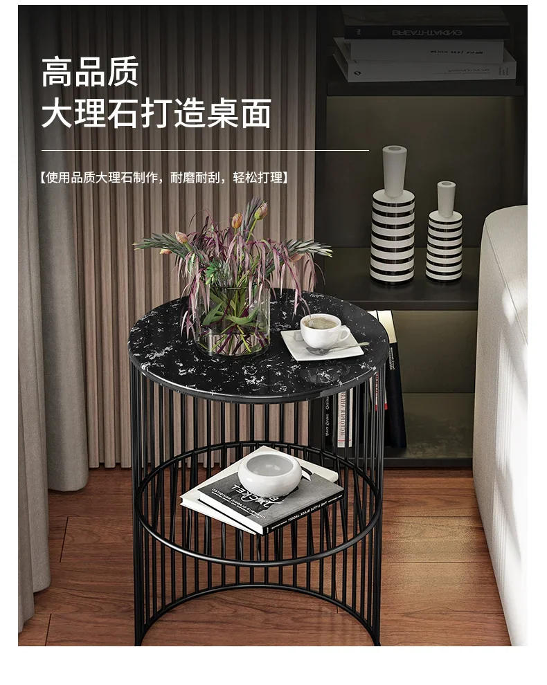 Description Picture 4 of itemNordic Iron Light Luxury Side Table Small Coffee Table Flower Few Sofa Corner Cabinet Rack Living Room Mini Round Corner Table