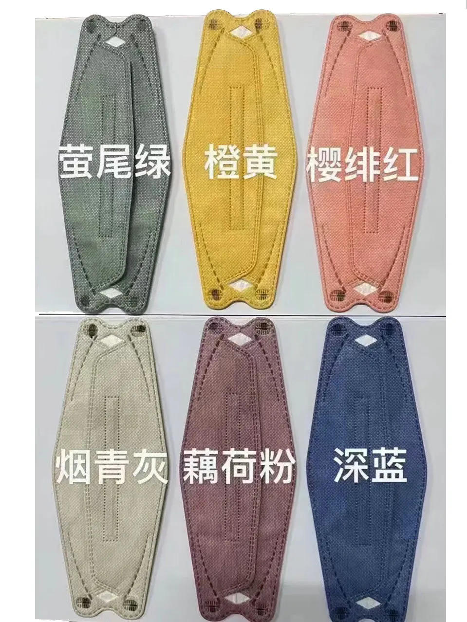 Description Picture 3 of item100 PCS KN95 face mask fish shaped four layer color mask with independent packaging 2-layer meltblown fabric for anti droplet