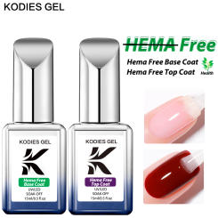KODIES GEL 2 PCS/Set HEMA Free Gel Nail Polish Base Coat Top Coat UV Semi Permanent Long Lasting Soak Off Gel Finish Manicure