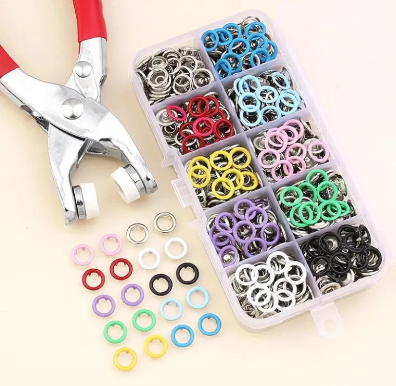 Description Picture 2 of itemPlier Tool 50/100 Set Colorful Metal Sewing Buttons Hollow/Solid Prong Press Studs Snap Fasteners for Installing Clothes Bags
