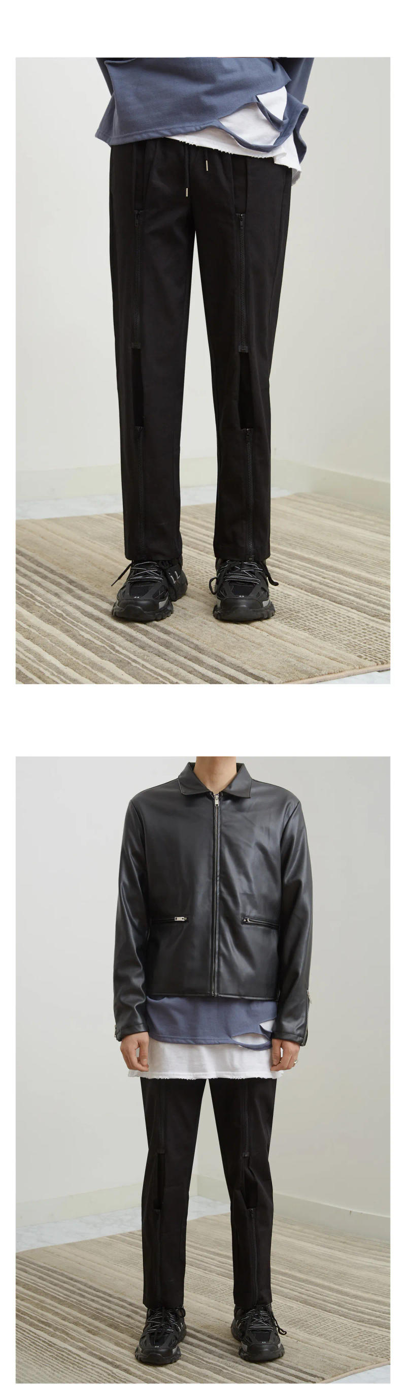 Description Picture 5 of itemMen's Straight Leg Pants Spring And Autumn New Fashion Trend Personality Zipper Slim Everything Big Size Pants