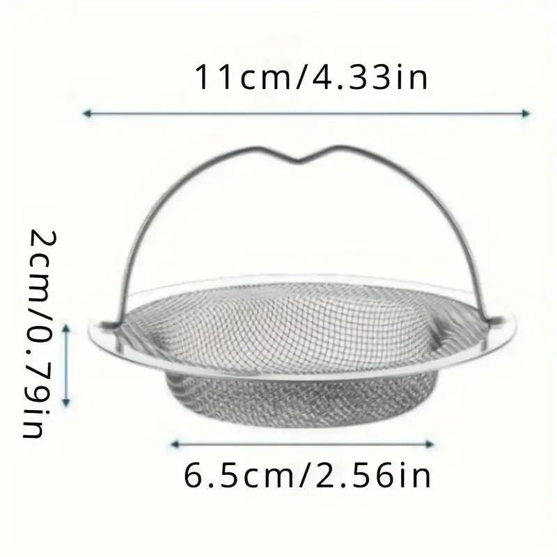Description Picture 6 of item1/3pcs Kitchen Sink Strainer With Handle & Stopper Replacement Drain Basket Stainless Steel Mesh Filter Waste Hole