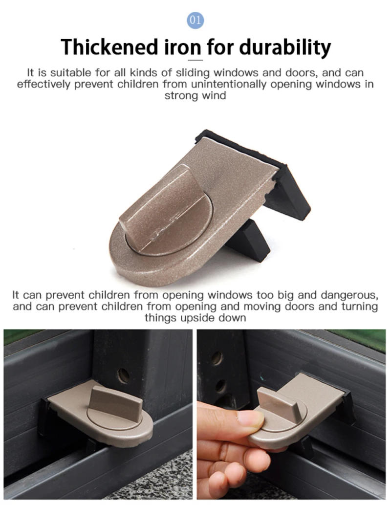 Description Picture 5 of itemAluminum Sliding Sash Stopper Cabinet Lock Straps Door Security Anti-theft Lock Window Sliding Doors Lock Baby Kids Child Safety