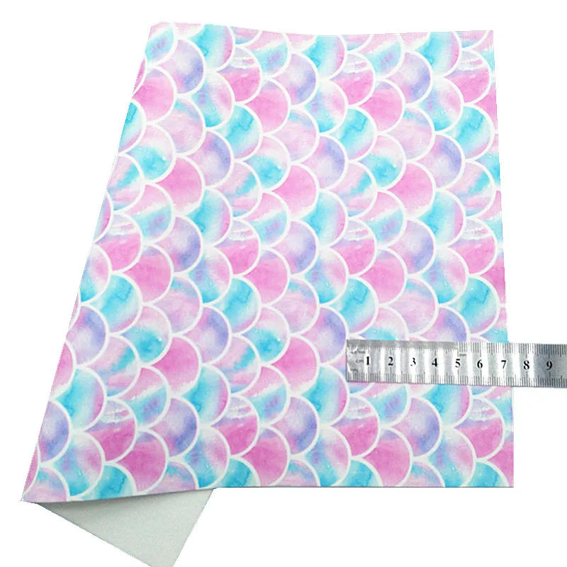 Description Picture 6 of itemMermaid Glitter Leather Sheets Rainbow Fish Scales DNA Custom Synthetic Leather Fabric Sheets For Bows DIY 21x29CM Q1210