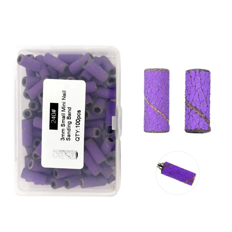 Description Picture 2 of itemHYTOOS 3mm Mini Purple Sanding Bands without Stainless Steel Nail Drill Bits Mandrel Electric Manicure Accessories
