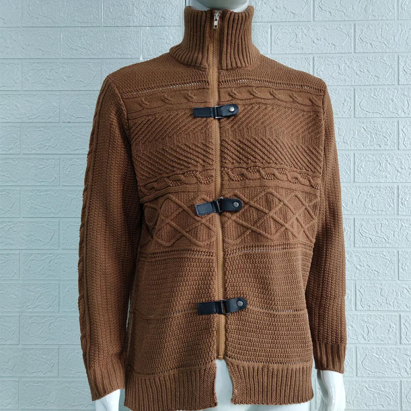 Description Picture 6 of item2024 autumn/winter new thick turtleneck top long-sleeved leather button knit sweater