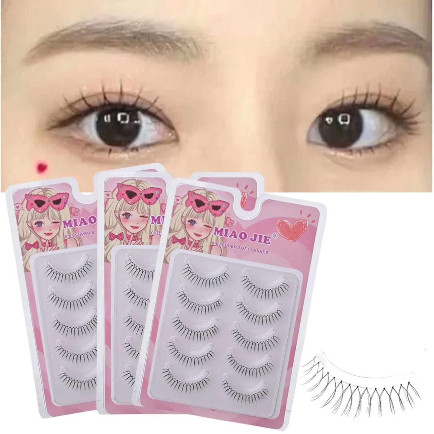Description Picture 2 of itemMIAOJIE Korean U-shaped False Eyelashes Zhang Yuanying False Eyelashes Natural Wispy Soft V Shaped Lash Extension Comic Eye Clea