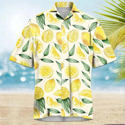 2024 Men's Fruit Print Pattern Polo Neck Shirt Hawaii Leisure Vacation Men's Short Sleeve Button Comfortable Soft Shirt XS-5XL