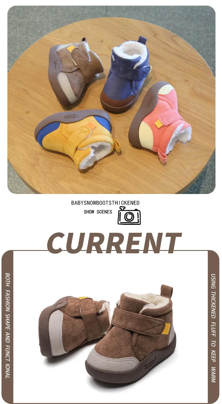Description Picture 3 of itemWinter Baby Shoes Boys Girls Warm Plush Toddler Snow Boots 0-5 Years Kids Fashion Anti-slip Sneakers Children Shoes