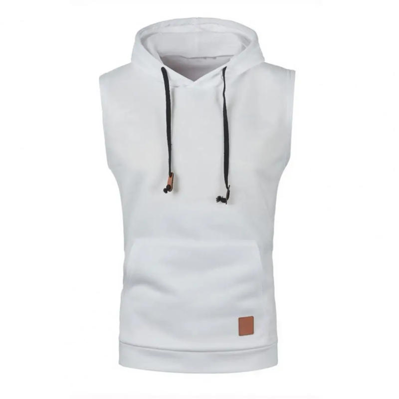 Description Picture 2 of itemMen Vest with Large Pockets Men's Sleeveless Hooded Tank Top with Drawstring Big Pocket Slim Fit Workout Vest for Casual Sports