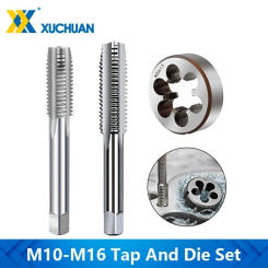 Screw Tap and Die Set HSS Metric Right Hand Machine Plug Tap Straight Flute 2Pcs Kit Threading Tools M10 M12 M14 M15 M16