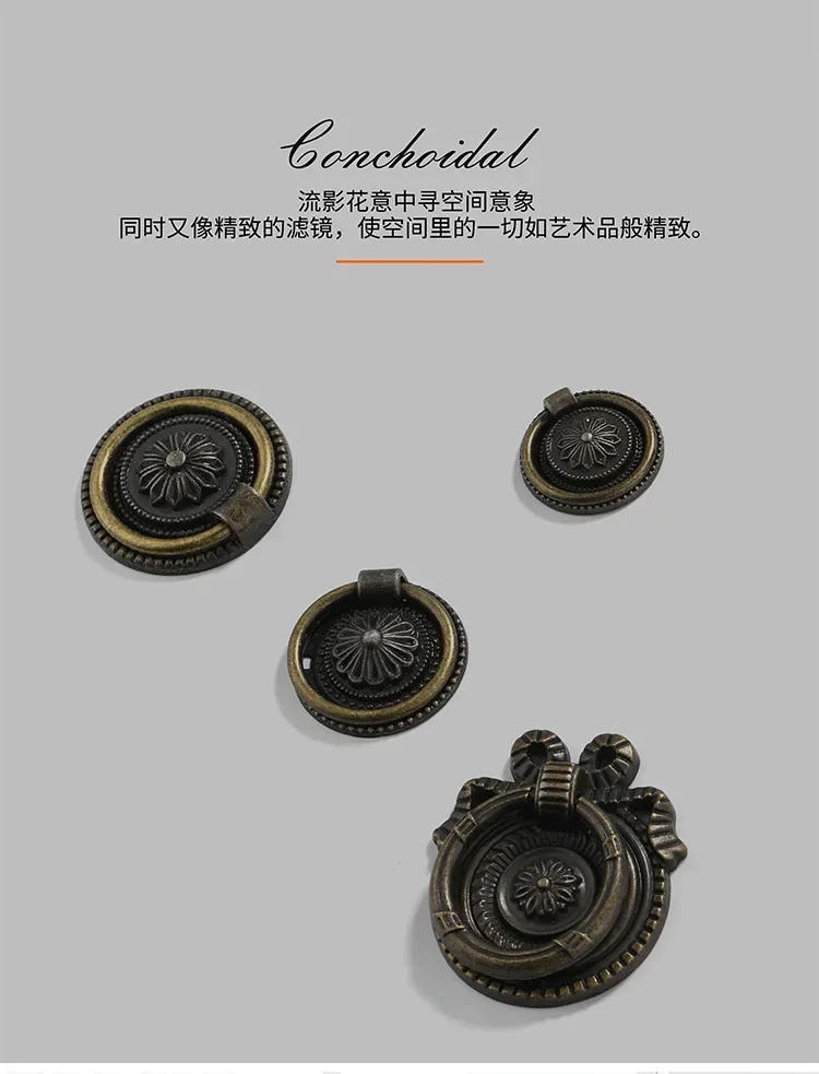 Description Picture 4 of itemBronze Pull Ring European Style Antique Wardrobe Drawer Knob Kitchen Furniture Cabinet Door Handle Ivory Home Hardware fittings
