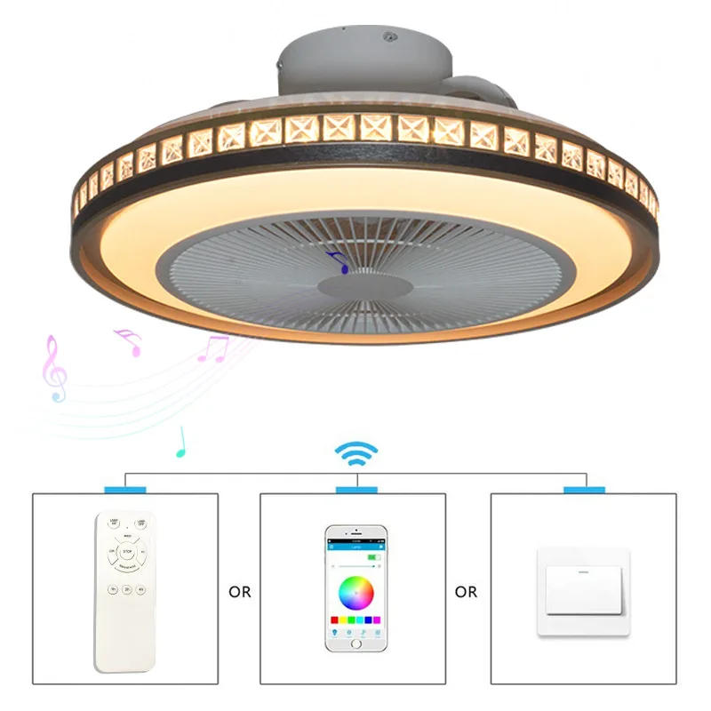 Description Picture 4 of item50CM Ceiling Fan Chandelier With Led Light Remote Control Bluetooth Speaker Ventiliator Fan 6 Speed Wind Guide For Home Lghting