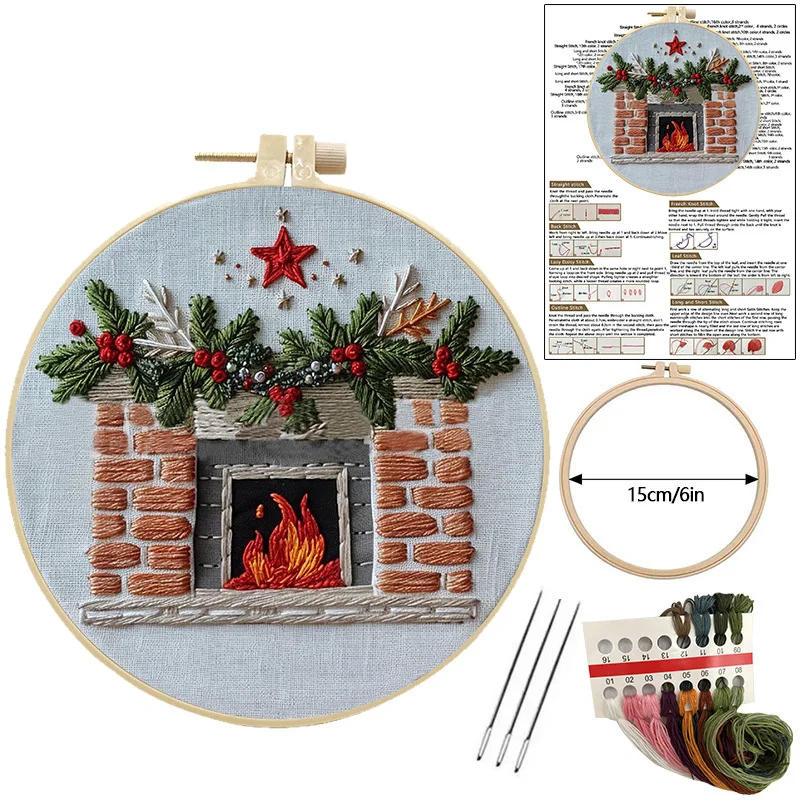 Description Picture 4 of itemChristmas Embroidery Kit Gnome Santa Cross Stitch Kit with Instructions Floss Neddles Kit for Christmas Decor